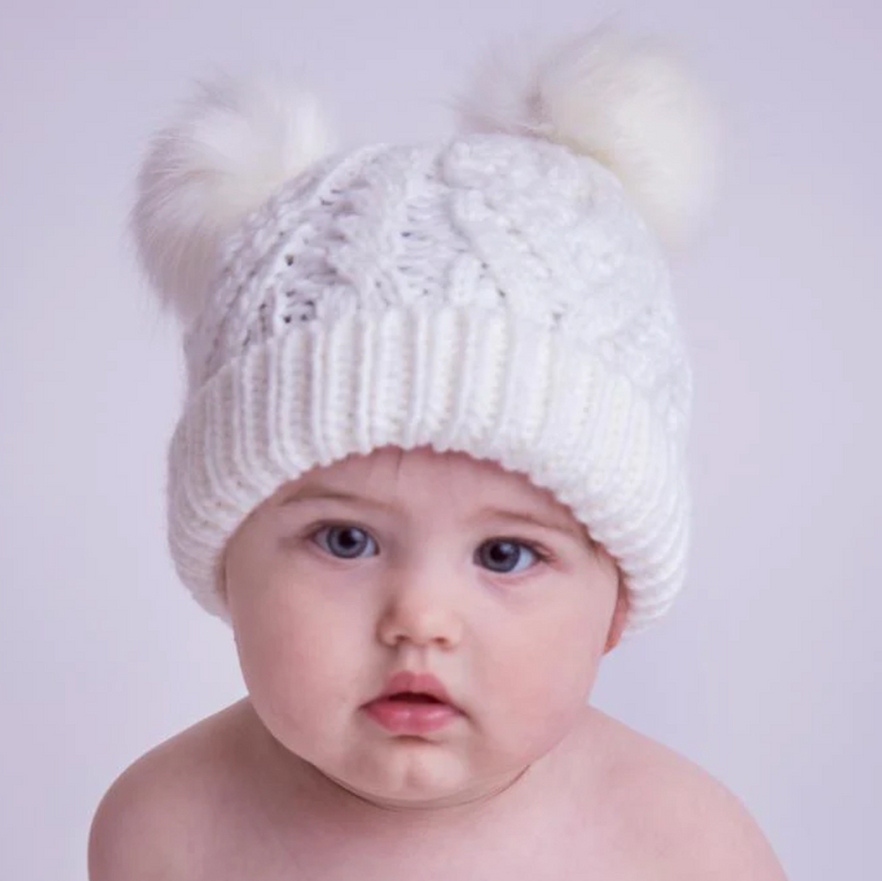 Knit Baby Beanie - White