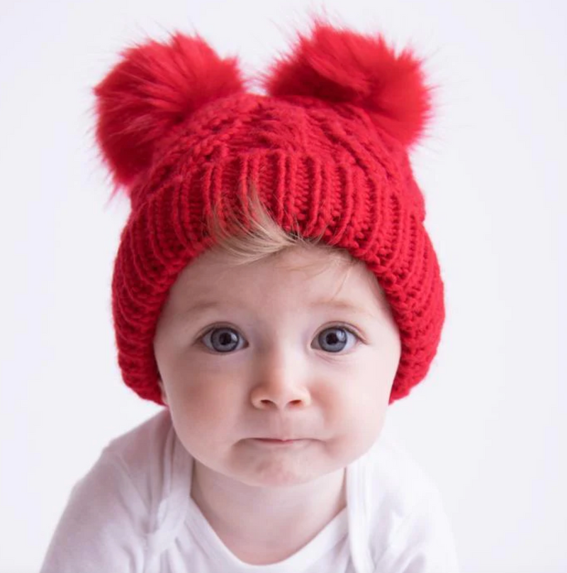 Knit Baby Beanie - Red