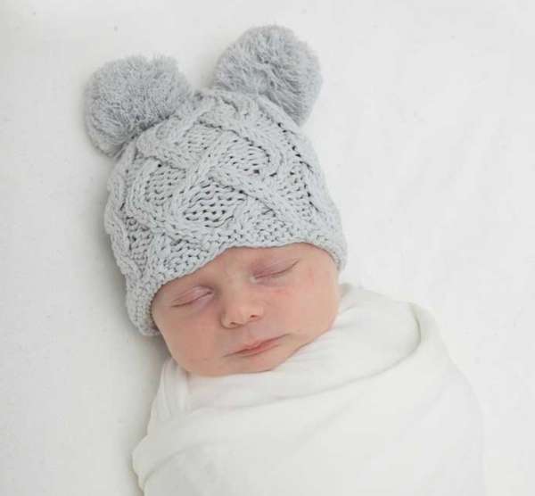 Knit Newborn Beanie - Grey
