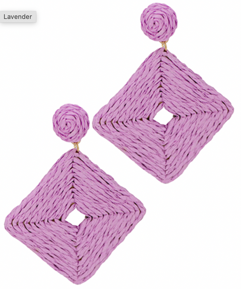 Wrapped Raffia Square Earrings