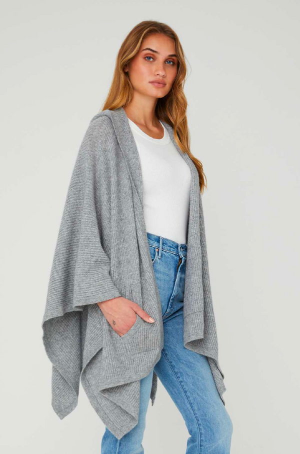 Cashmere Poncho - Heather Grey