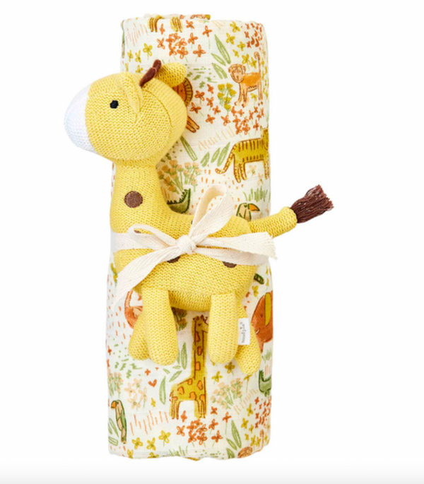 Safari Swaddle & Rattle