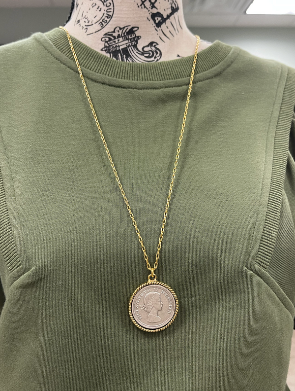 Long Gold & Silver Coin Necklace