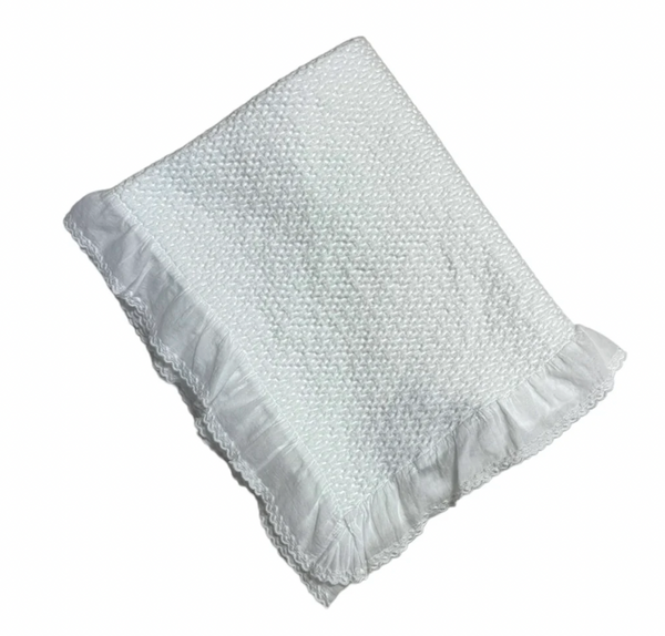 Swiss Dot Baby Blanket - White