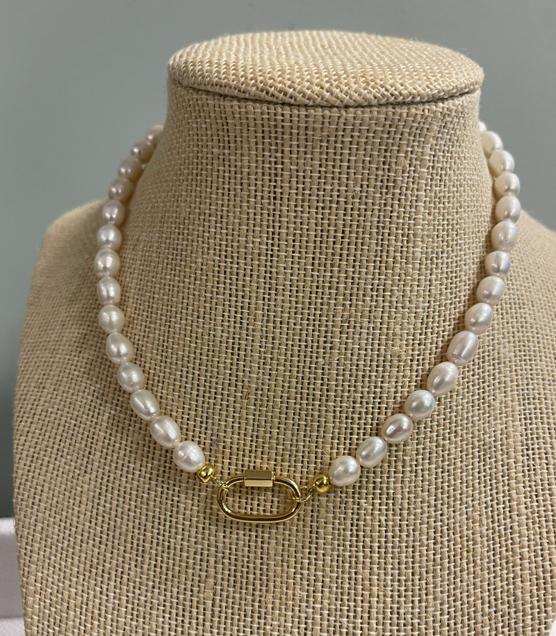 Pearl Carabiner Necklace