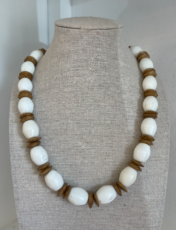 White Oval African Necklace