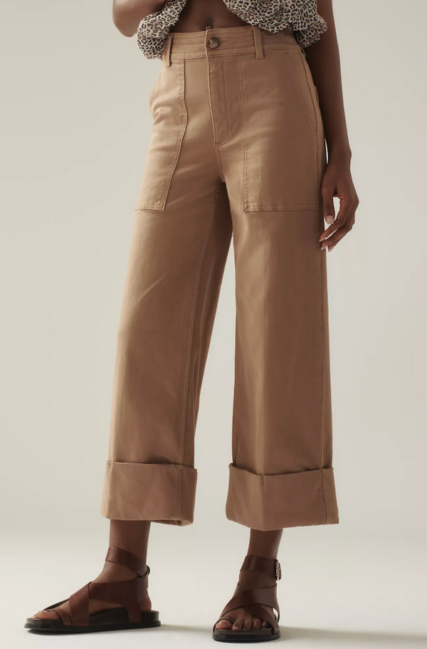 Maya Cuffed Wide Leg Pants - Biscuit