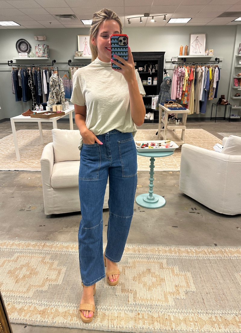 Savi Mock Neck Top - Cookie