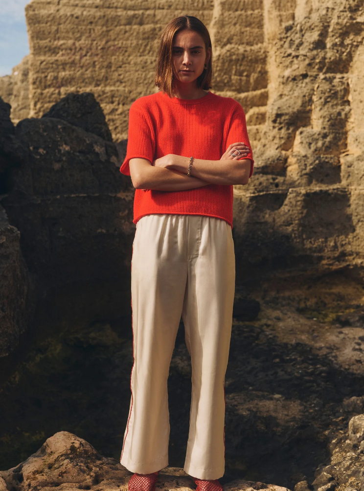 CASHMERE WAFFLE MESH TEE