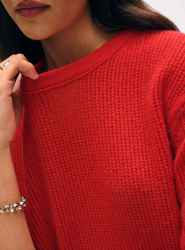 CASHMERE WAFFLE MESH TEE