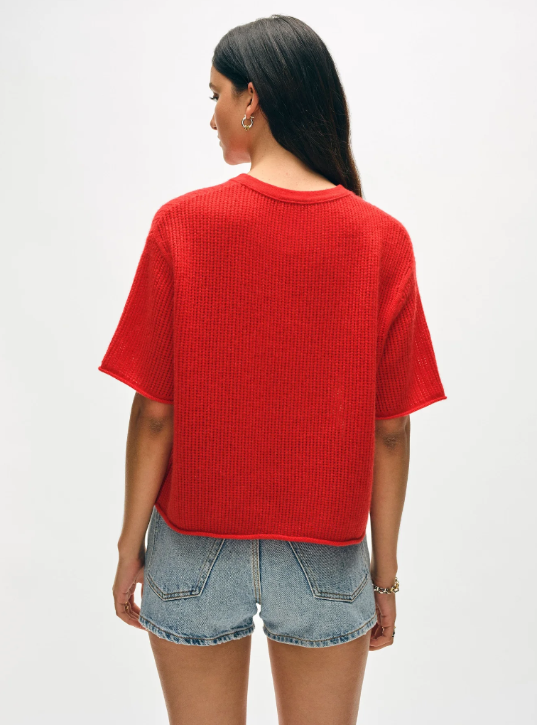 CASHMERE WAFFLE MESH TEE