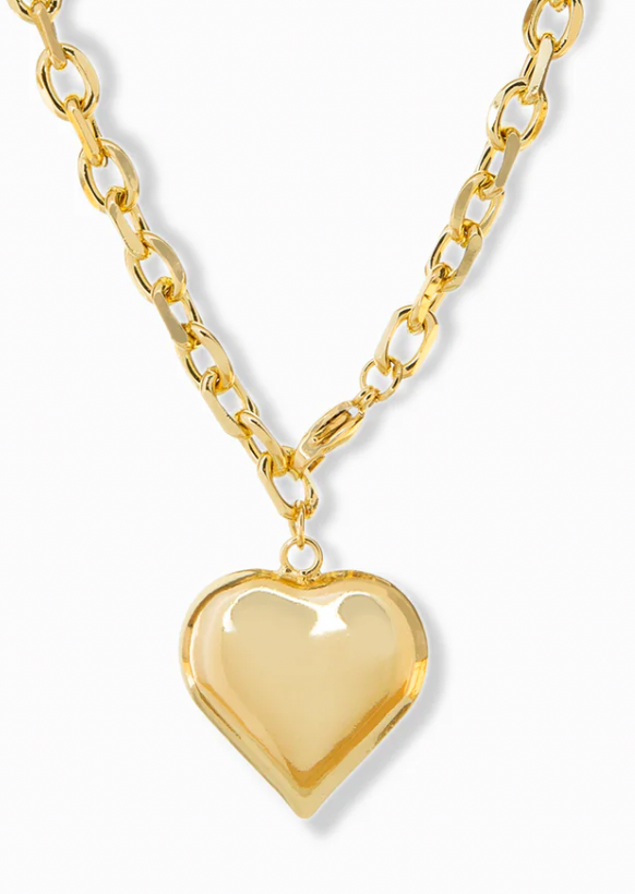 Puffy Heart Chain Necklace