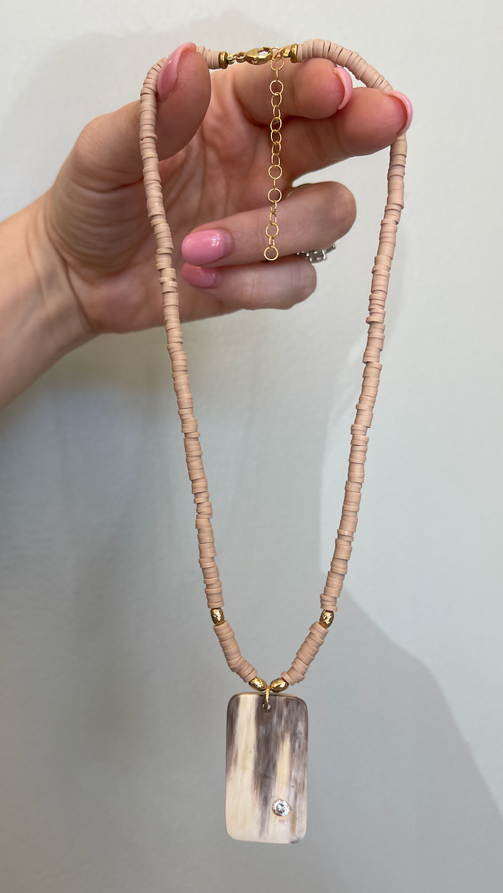 Tan Crystal Bone Necklace