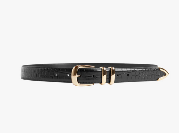 Jordan Croc Belt - Black/Gold