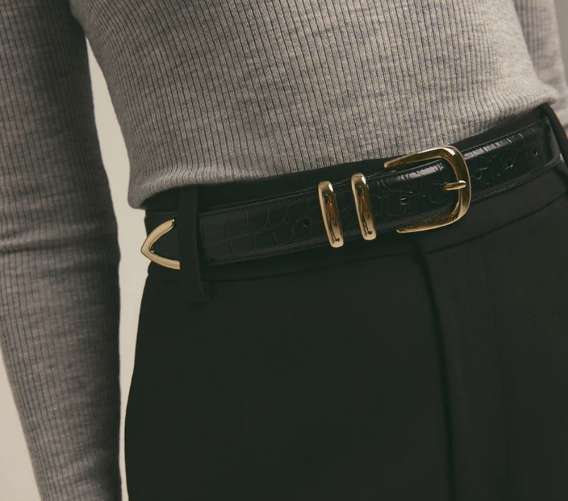 Jordan Croc Belt - Black/Gold