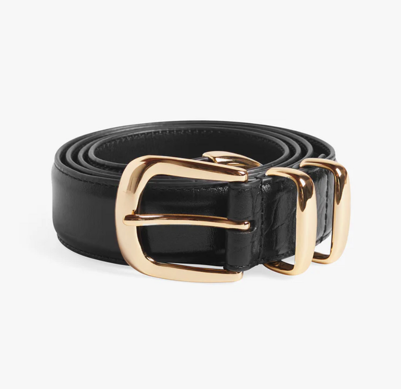 Jordan Croc Belt - Black/Gold