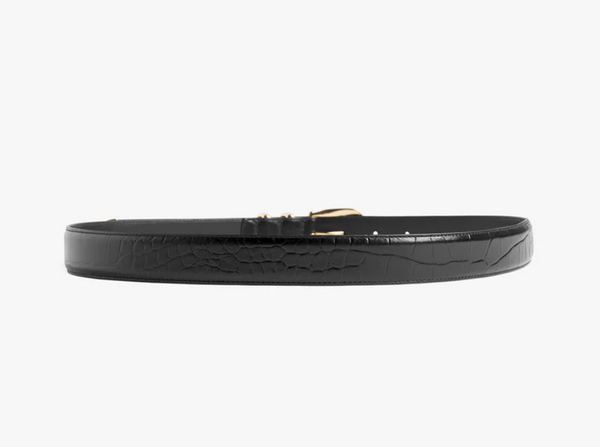 Jordan Croc Belt - Black/Gold