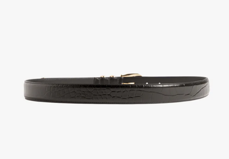 Jordan Croc Belt - Dark Brown/Gold