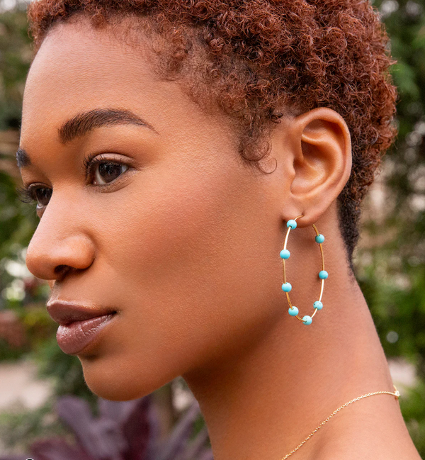 Turquoise Ball Hoops