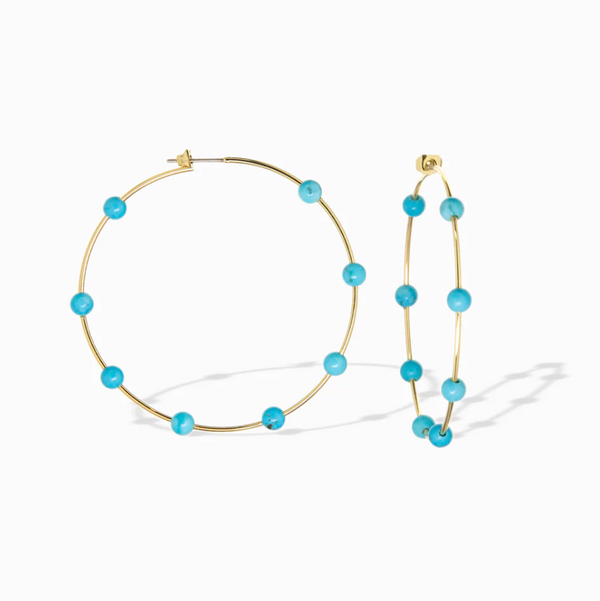 Turquoise Ball Hoops