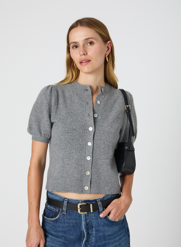 Vhari Puff Sleeve Cardigan - Grey