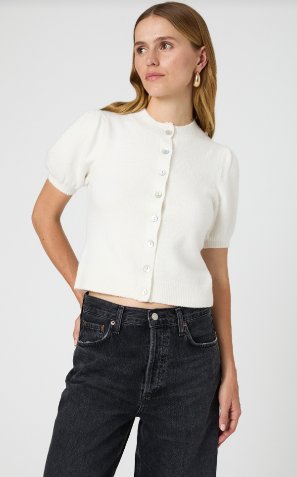 Vhari Puff Sleeve Cardigan - Winter White