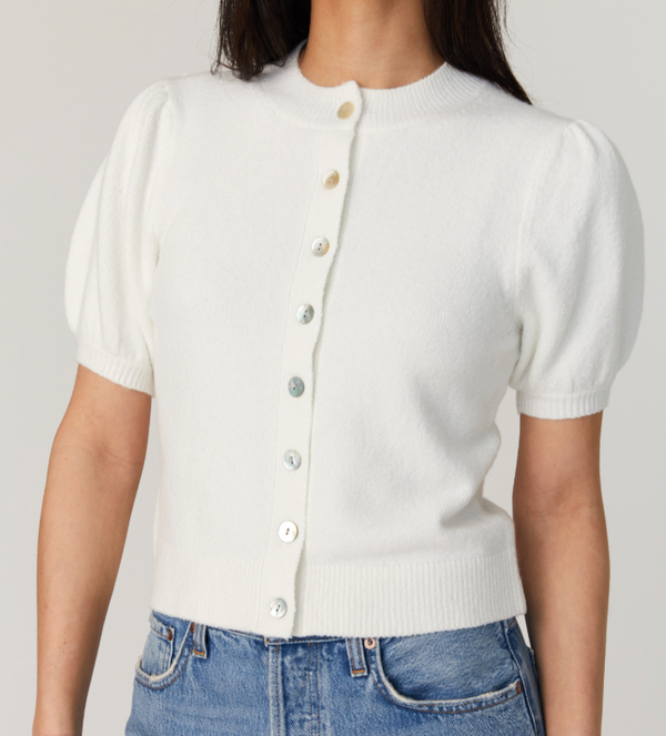 Vhari Puff Sleeve Cardigan - Winter White