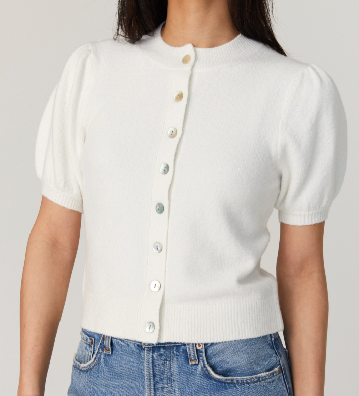 Vhari Puff Sleeve Cardigan - Winter White
