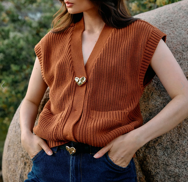 Cuore Sweater Vest - Clay