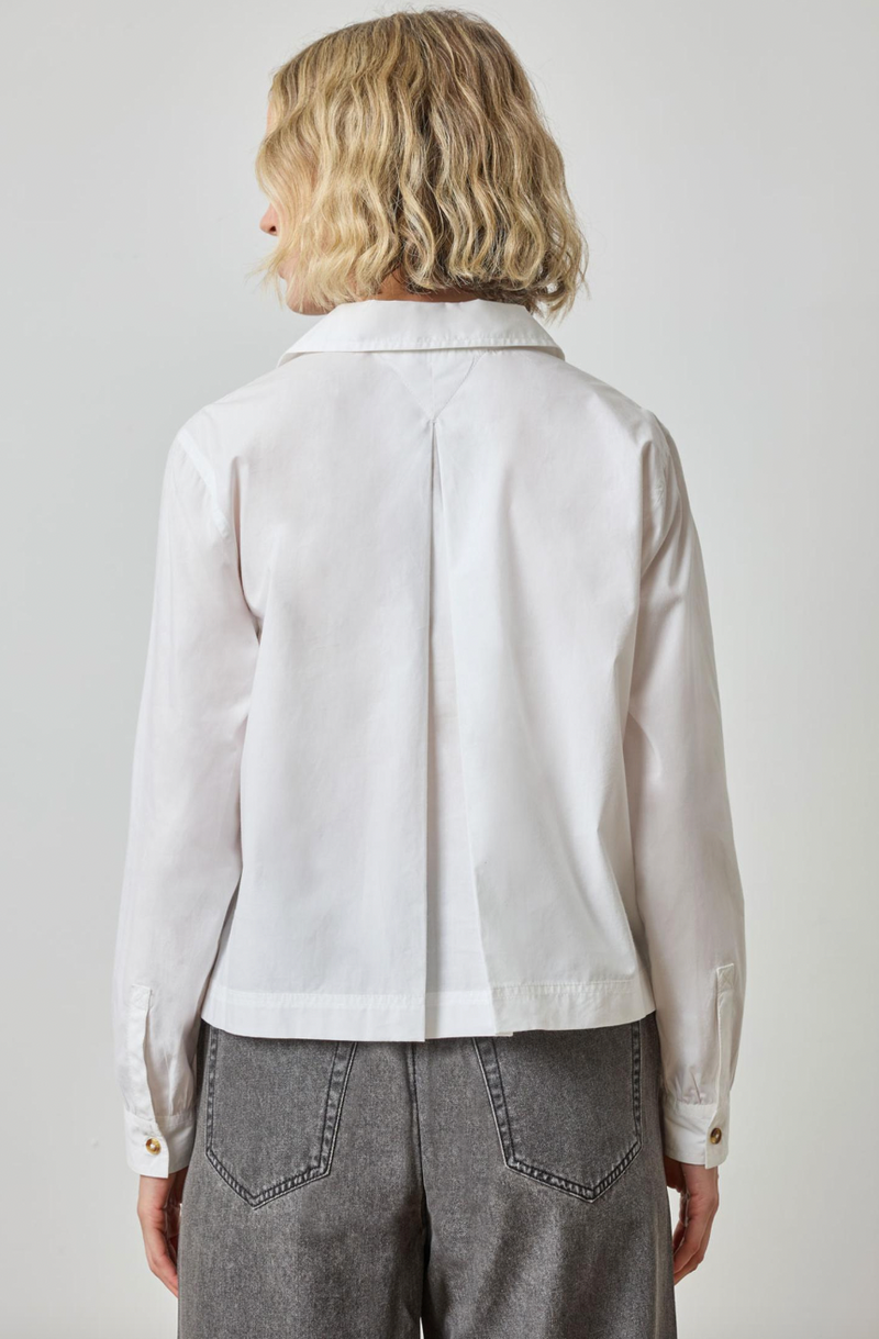 Split Neck Collared Shirt - White