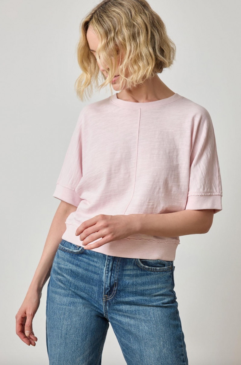 Rib Trim Short Sleeve - Petal