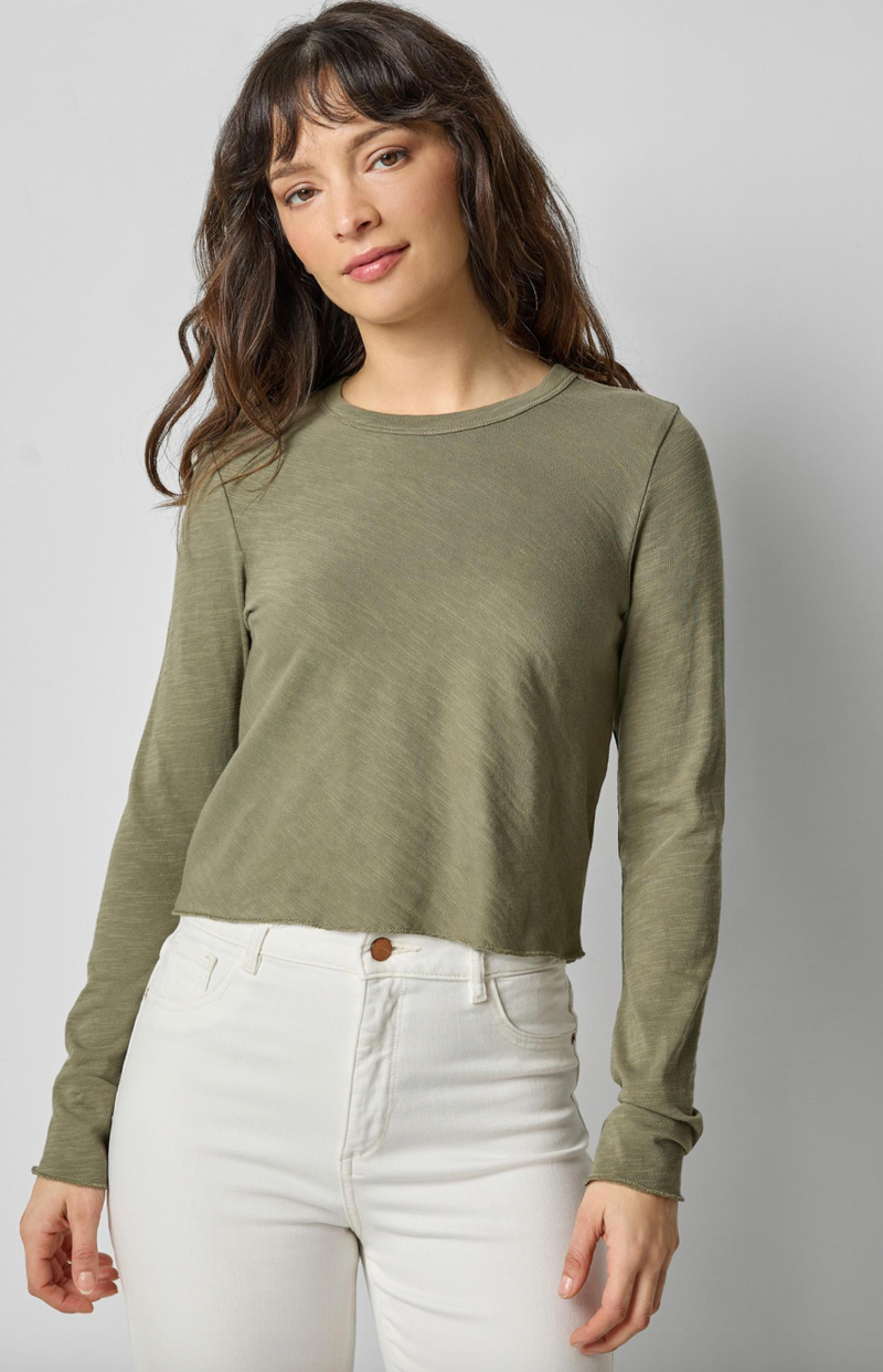 Long Sleeve Cropped Tee - Matcha