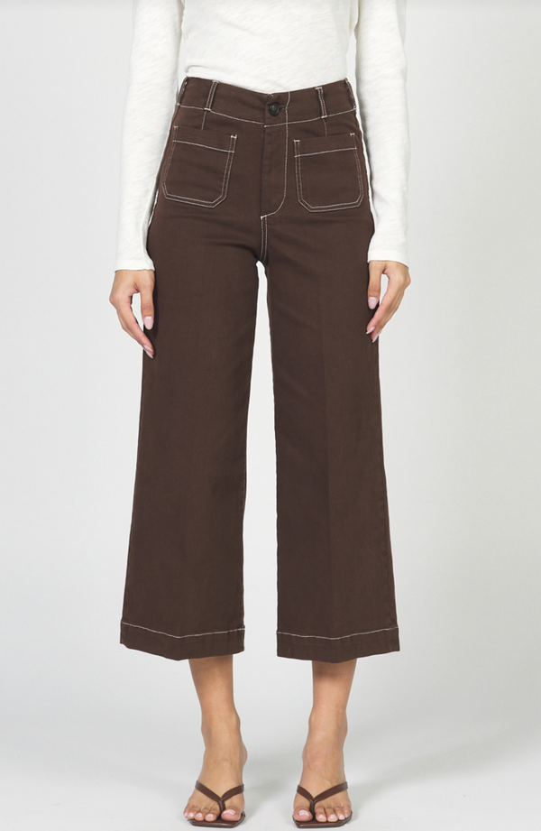 Audrey Wide Leg Jeans - Brown Stitch