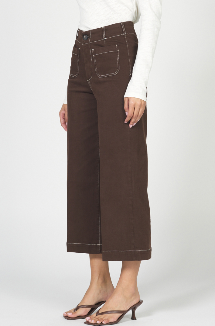 Audrey Wide Leg Jeans - Brown Stitch