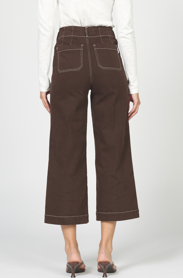 Audrey Wide Leg Jeans - Brown Stitch