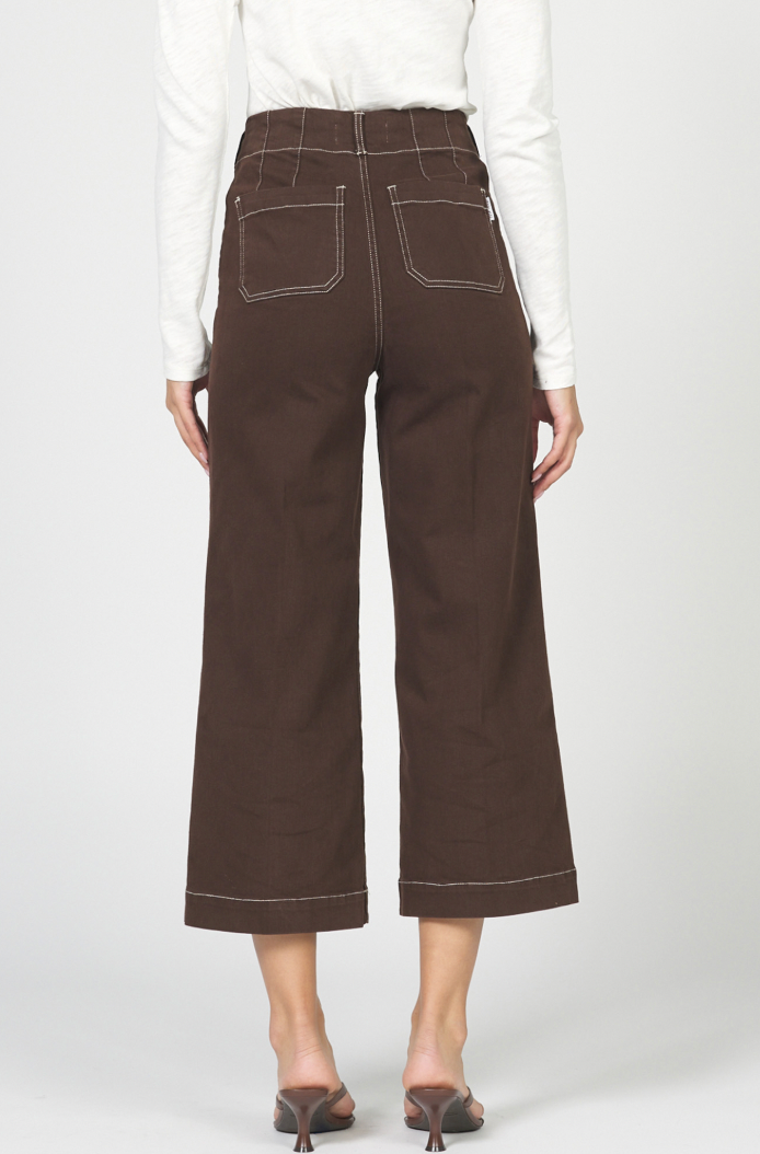 Audrey Wide Leg Jeans - Brown Stitch
