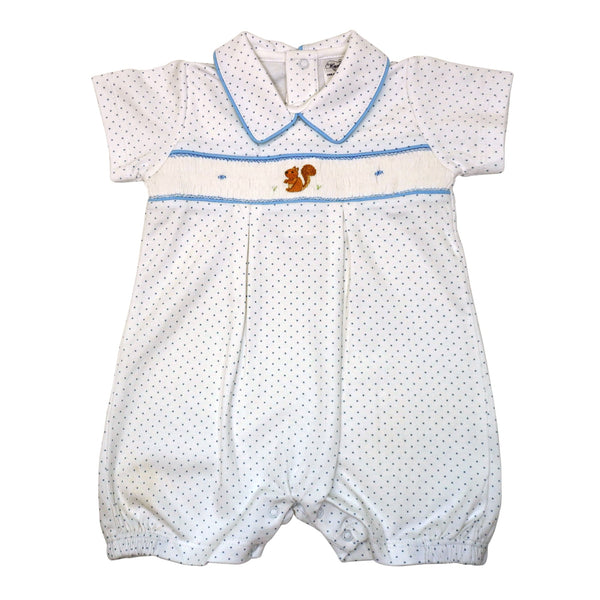 Smocked Embroidered Squirrel Romper
