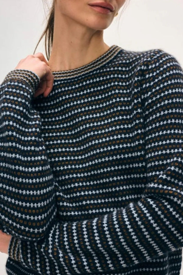 Cashmere Textured Stripe Crew