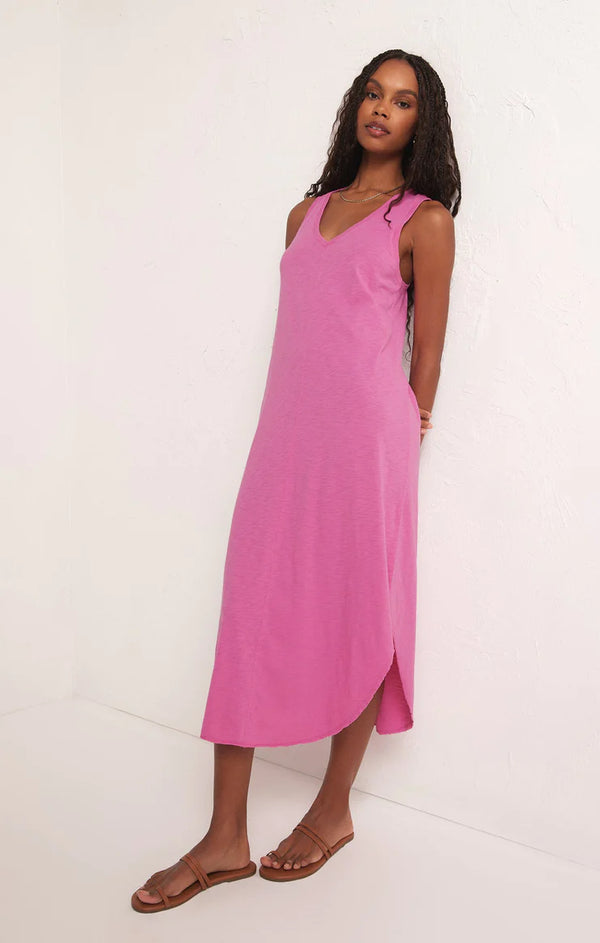 Reverie slub dress in pink