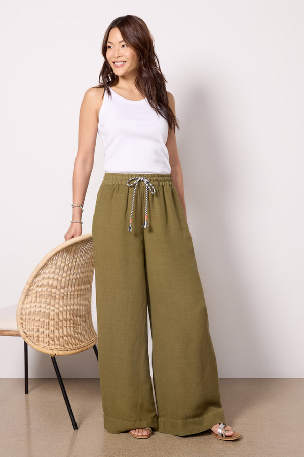 Wide Leg Pant in Olive