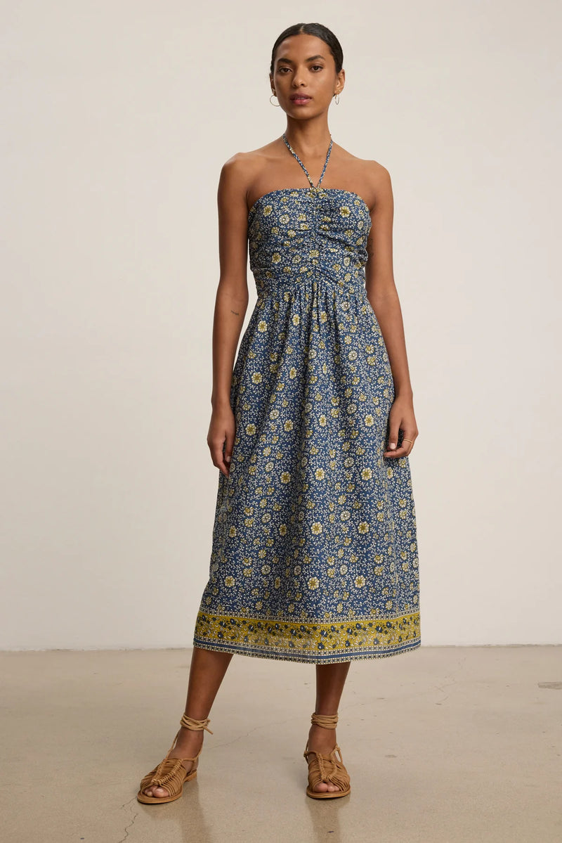 Odette Halter Dress - Blue Floral