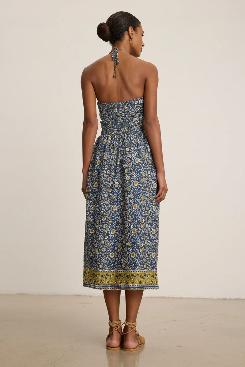 Odette Halter Dress - Blue Floral