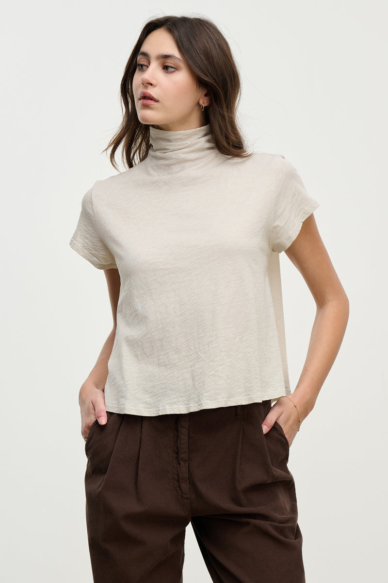 Savi Mock Neck Top - Cookie