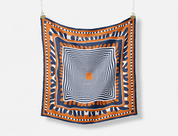 Small Gameday Silk Scarf - Orange & Blue