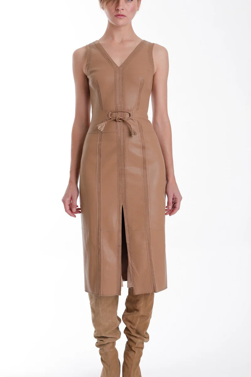 Mona Leather Midi Dress