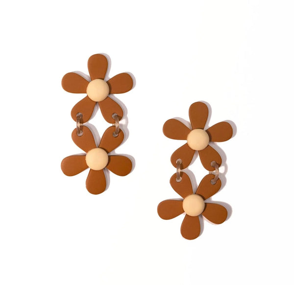 Tan Flower Earrings