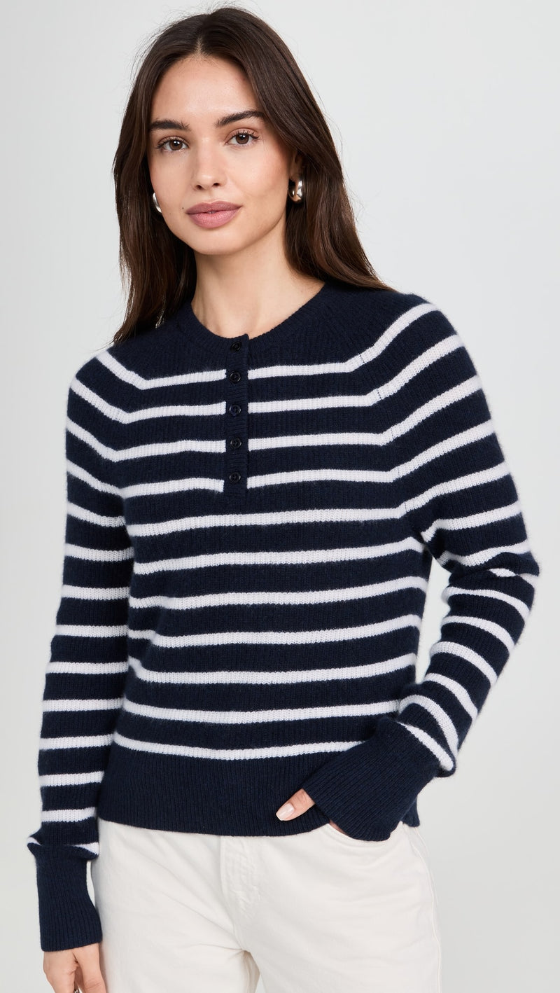 Cashmere Ribbed Button Henley