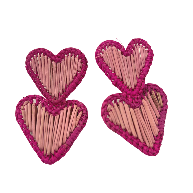 Heart Palm Earrings - Pink