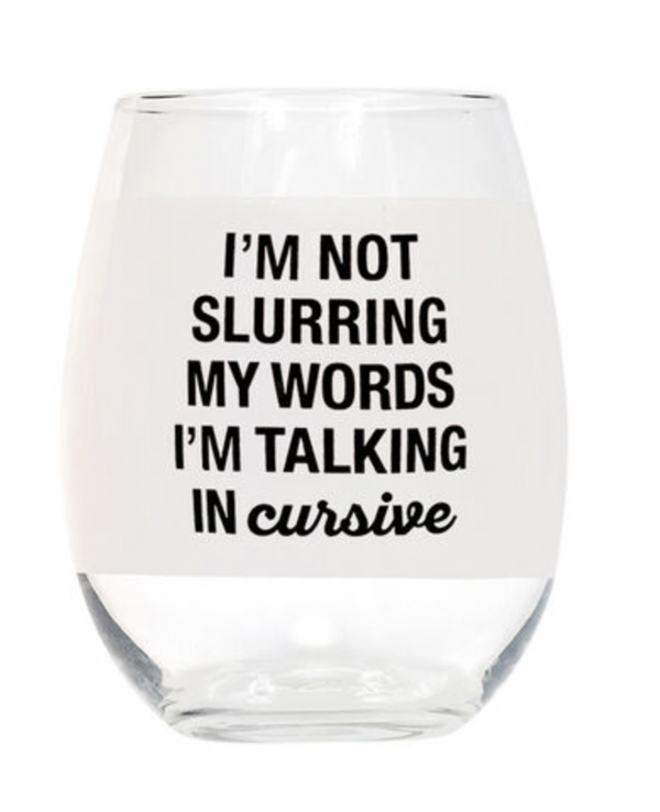 Cursive Wine Glass