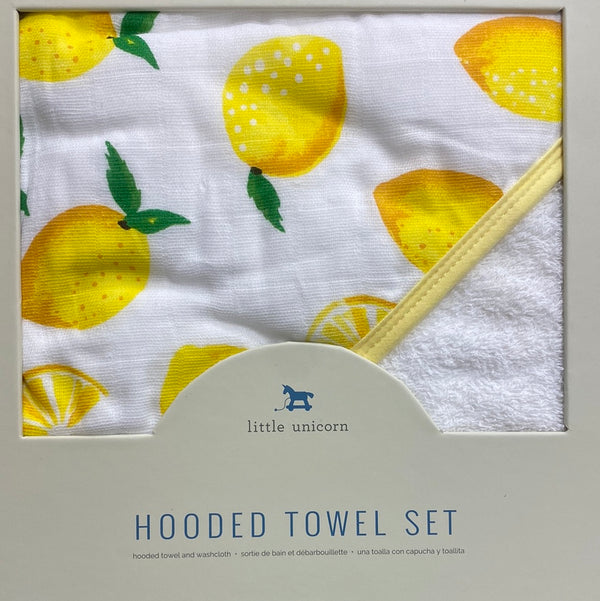 Lemon Cotton Hooded Towel and Wash